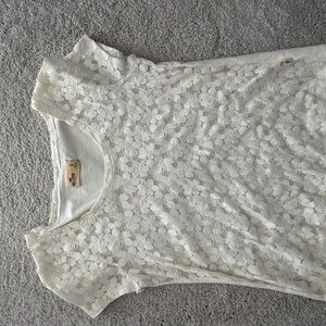 Hollister White Lace Short Sleeve Tee